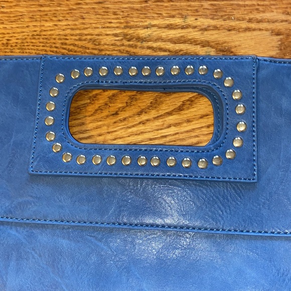 NWOT AH-DORNED FAUX LEATHER PURSE SIZE APPROX 14x13x2” - Picture 3 of 6